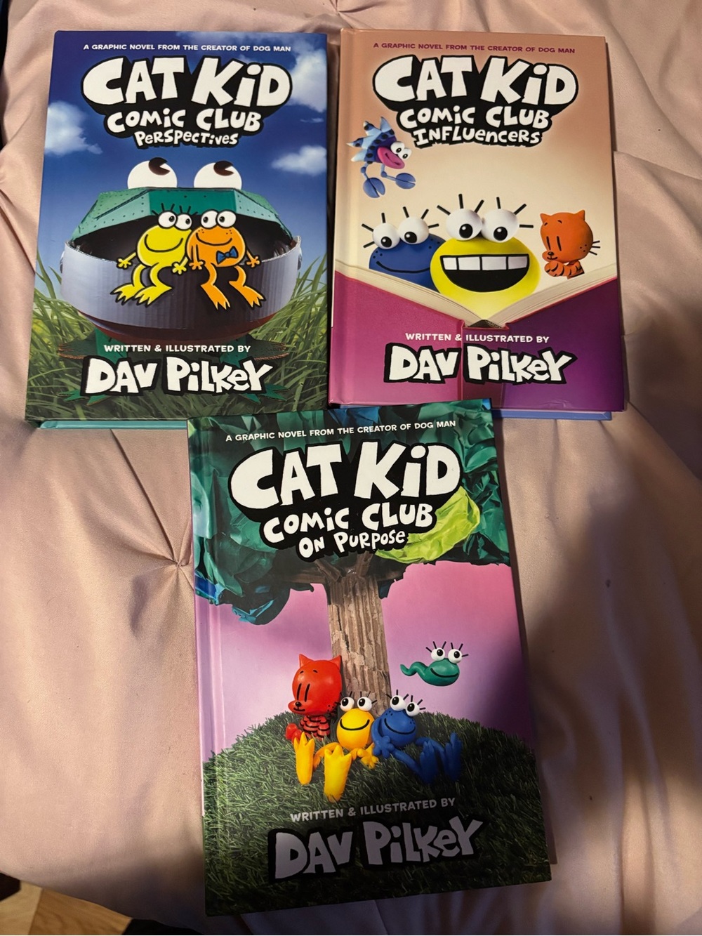 Cat Kid Comic Club Book Bundle - Pink, Blue, Green Covers